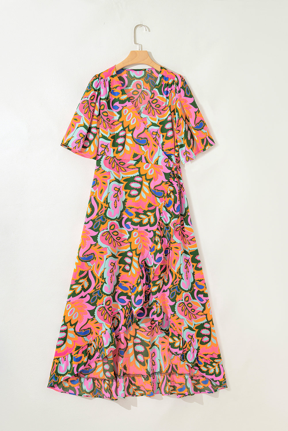 Colorful floral dress on a white background