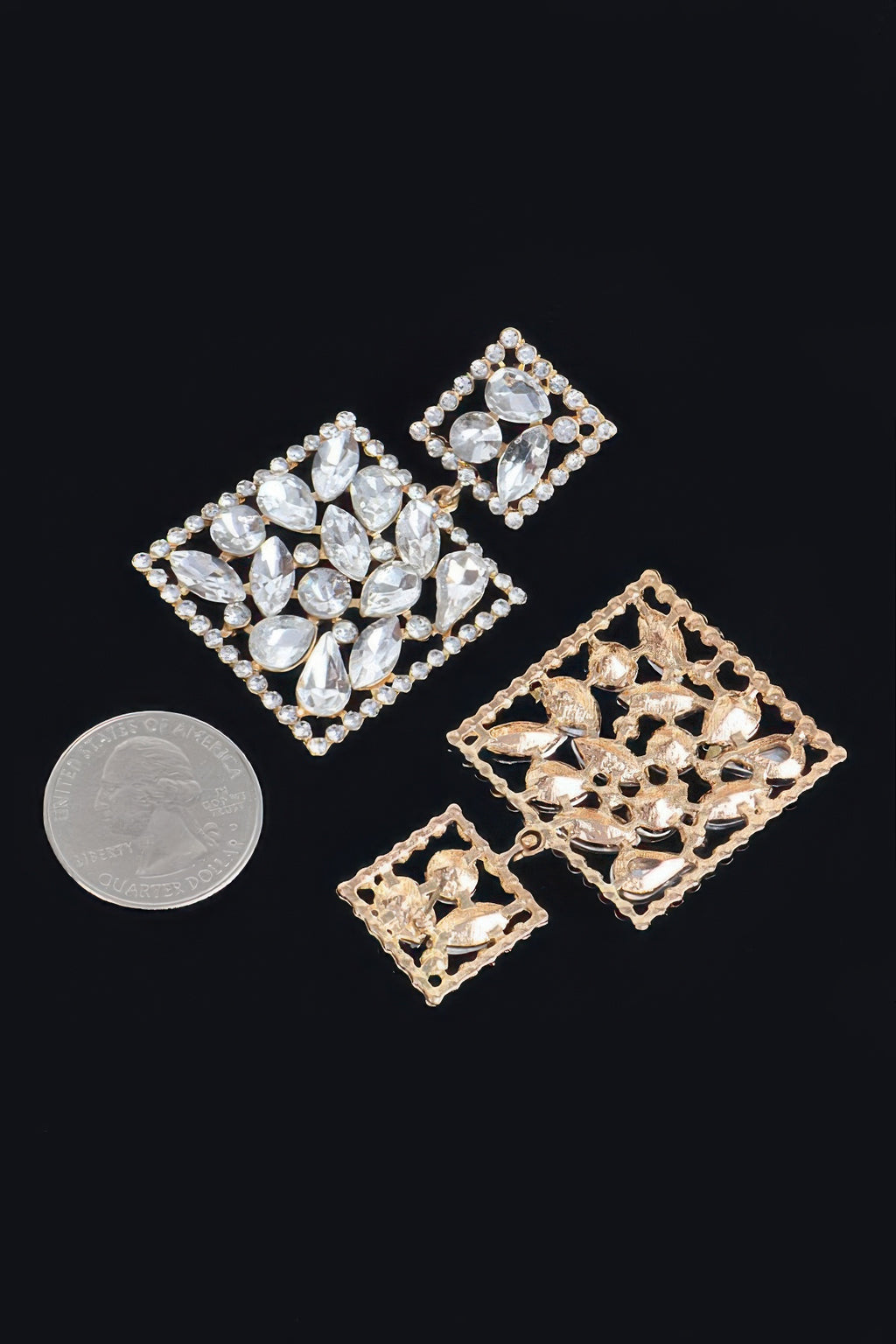Sparkling Square clear rhinestone Dangle Earrings 