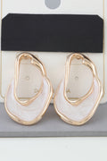 Gold white Fluid Marble Art Earrings