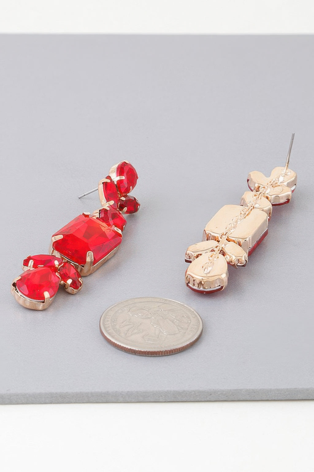 Elegant Rhinestone Dangle Drop Earrings size comparison 