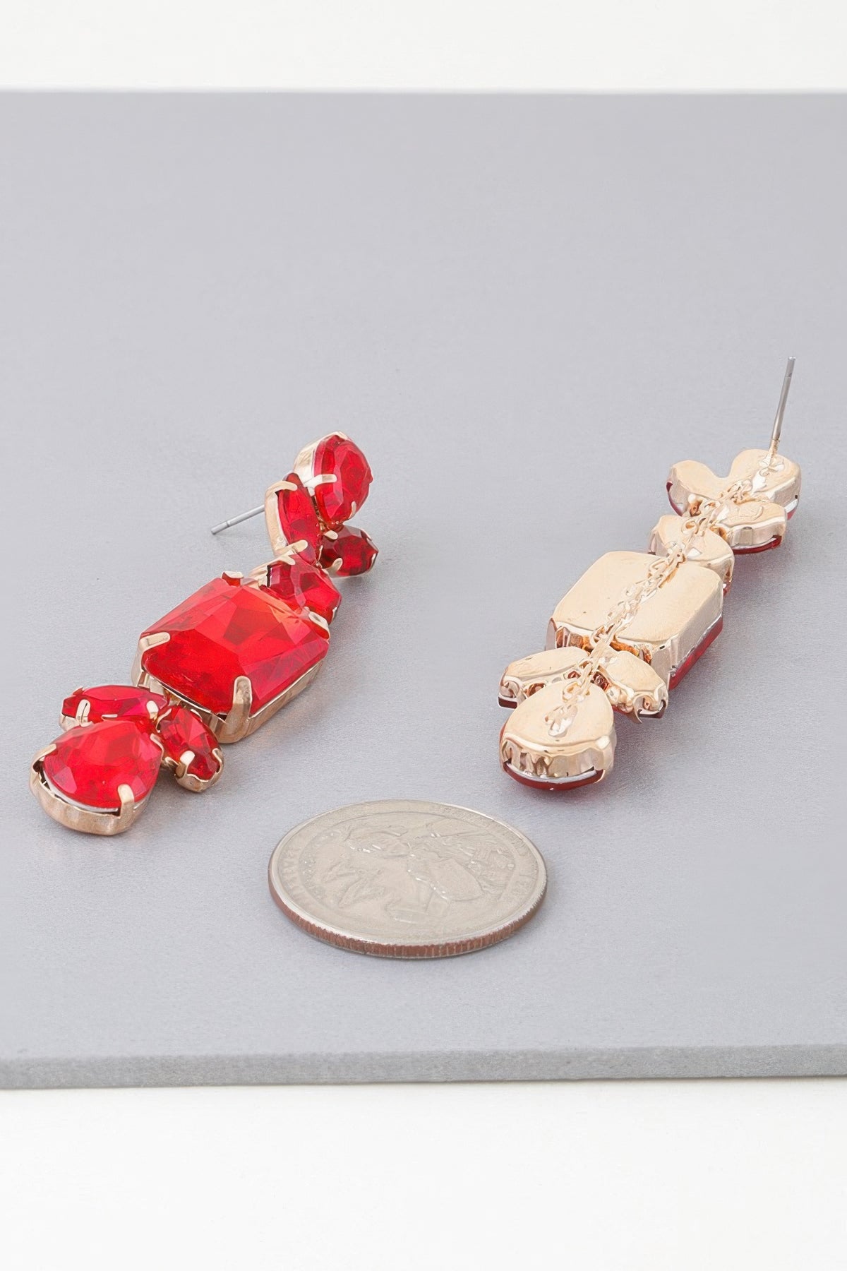 Elegant Rhinestone Dangle Drop Earrings size comparison 