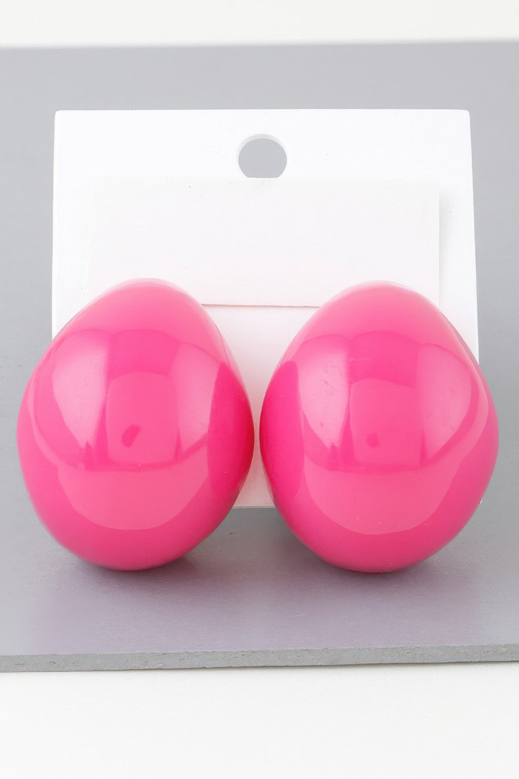 Vibrant fuschia Retro Dome Stud Earrings