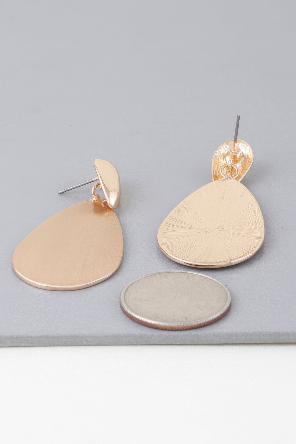 Modern Sleek Gold Teardrop Earrings size comparison 