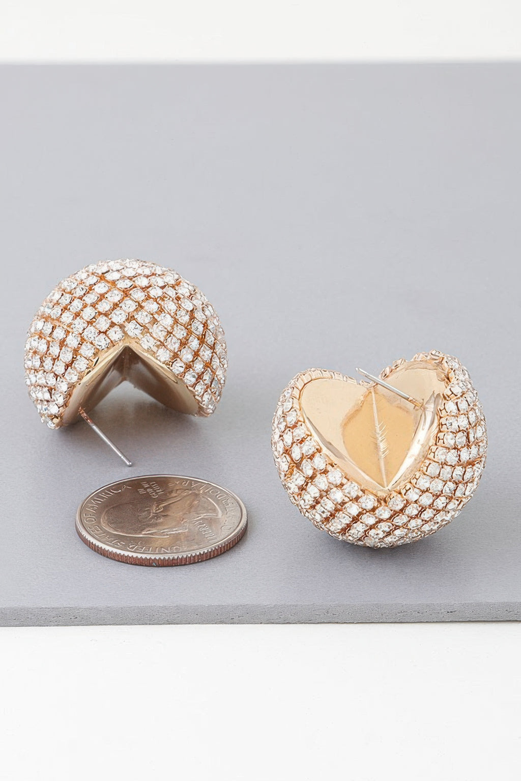  Sparkling Disco Ball Stud Earrings size comparison 