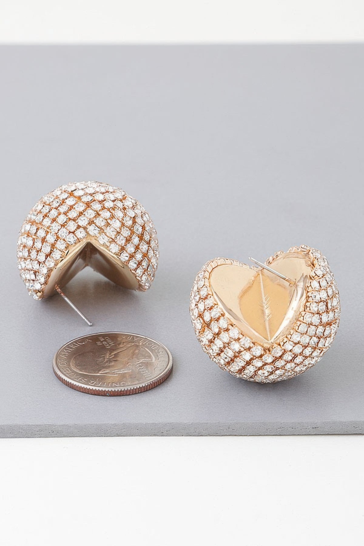  Sparkling Disco Ball Stud Earrings size comparison 