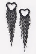 Sparkling Heart Cascade Drop black Earrings
