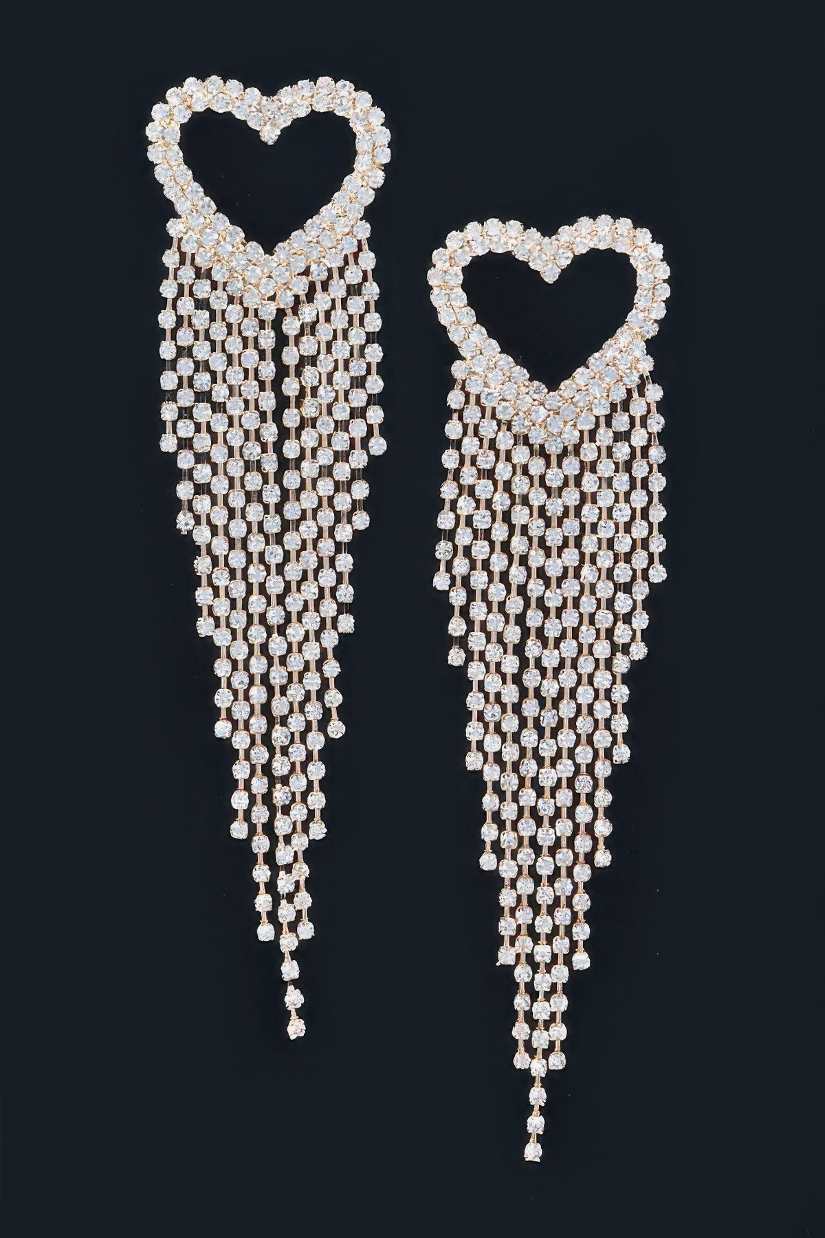 Sparkling Heart Cascade Drop gold Earrings