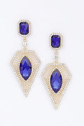 Glamorous cobalt blue Gemstone Drop Rhinestone Earrings