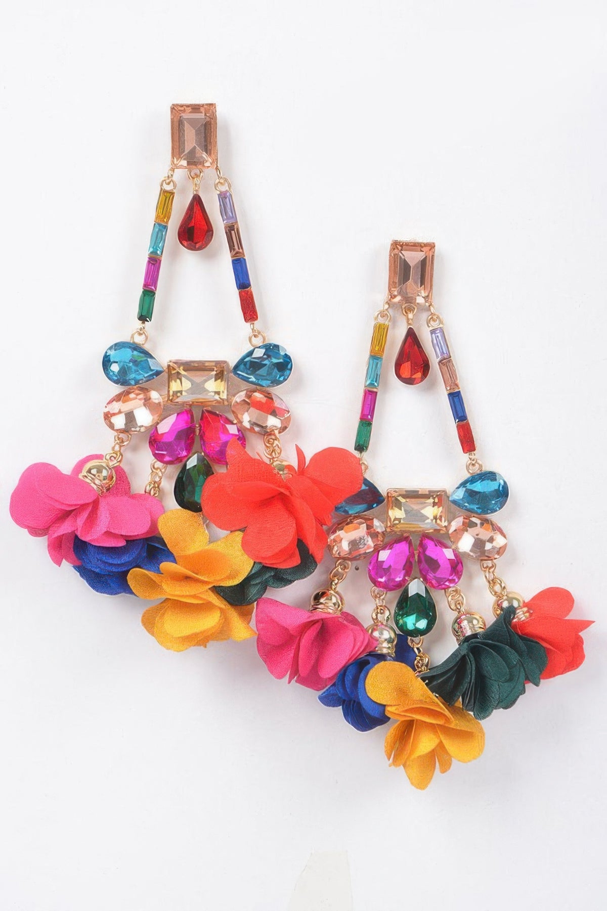 Multicolor Radiant Blossom rhinestone Party dangling Earrings