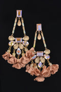 Champagne Radiant Blossom rhinestone Party dangling Earrings