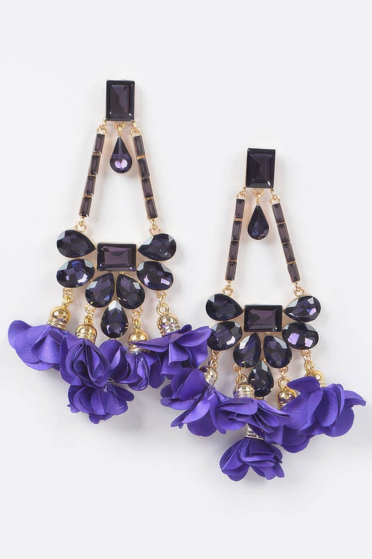 Purple Radiant Blossom rhinestone Party dangling Earrings