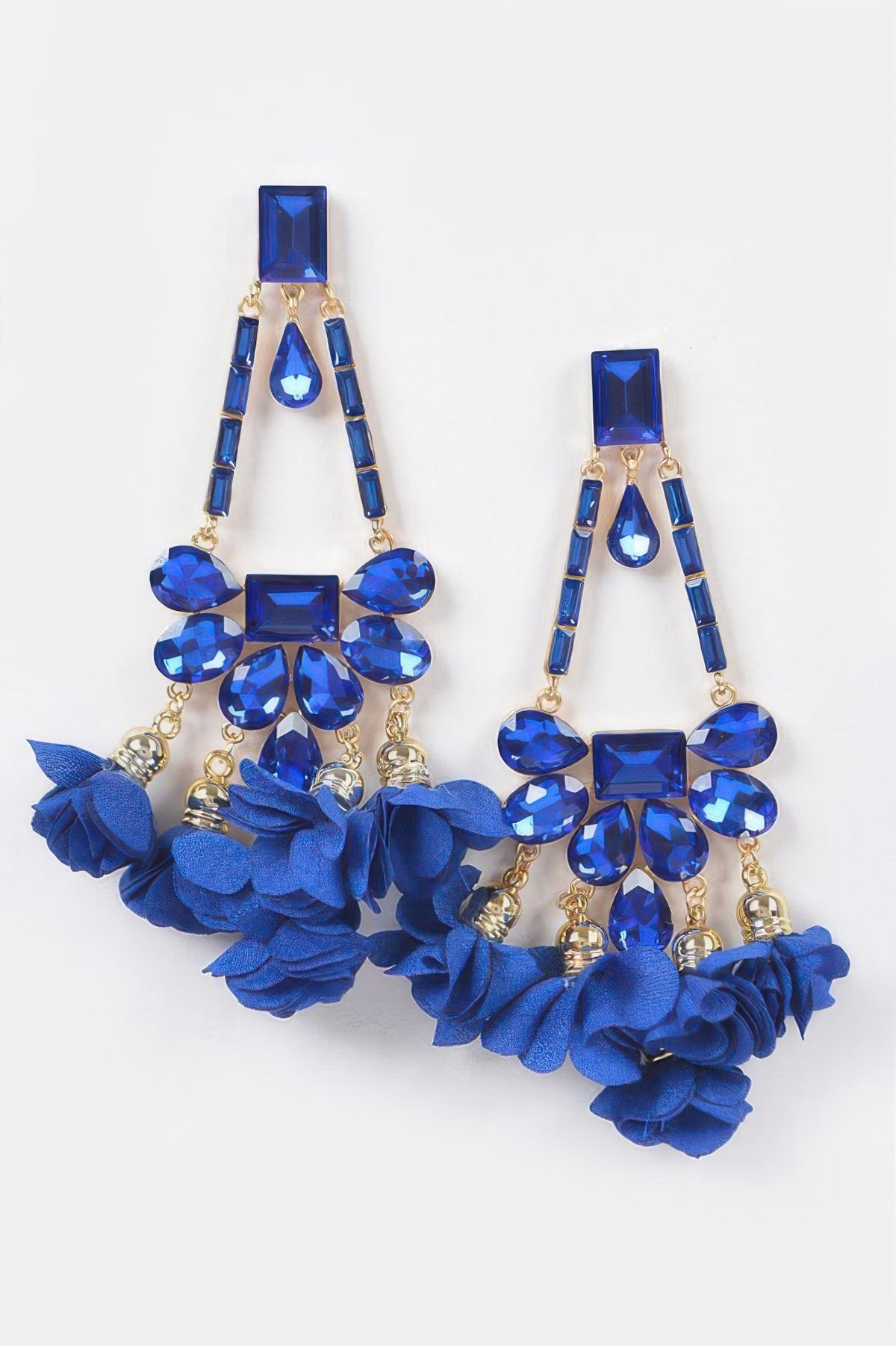 Colbat blue Radiant Blossom rhinestone Party dangling Earrings