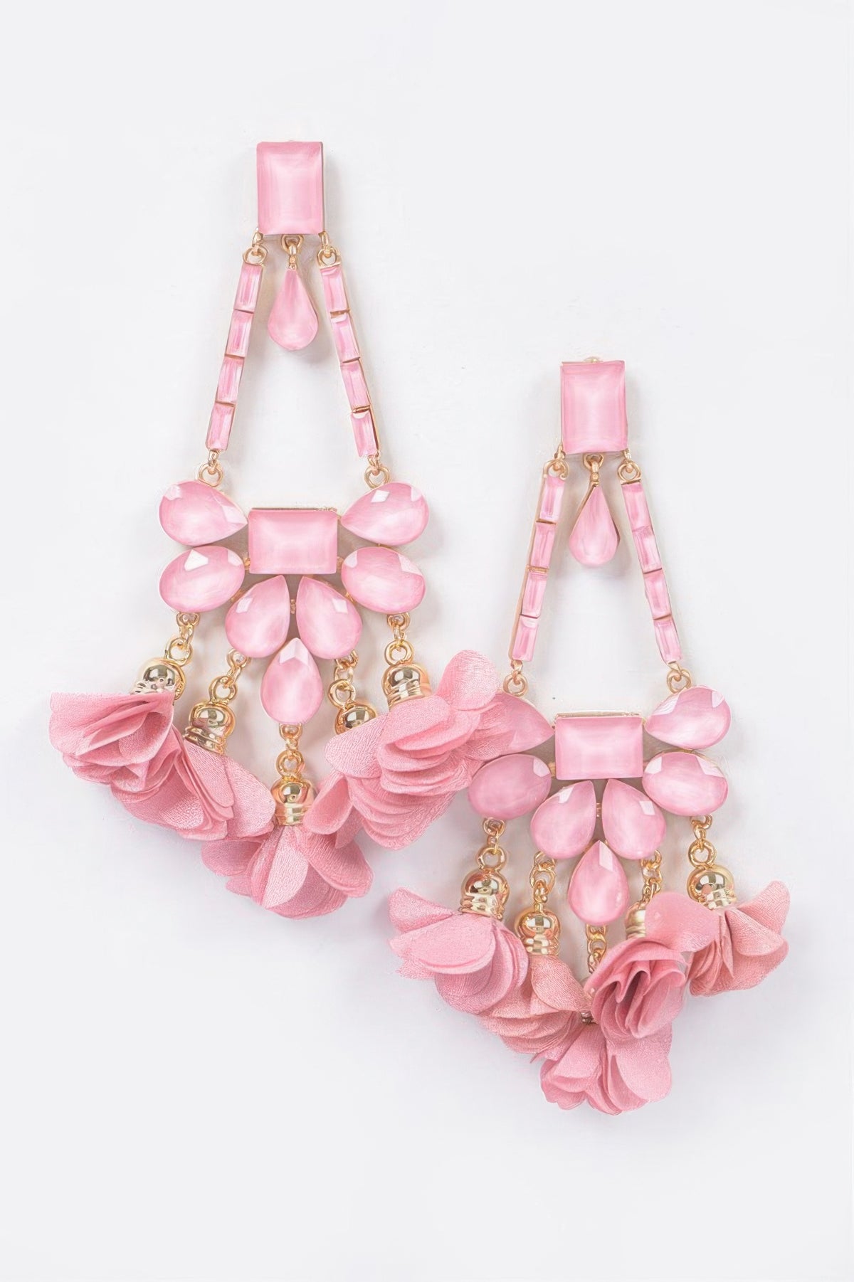 Pink Radiant Blossom rhinestone Party dangling Earrings
