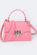 Blush pink Monotone Studded Faux Leather Clutch