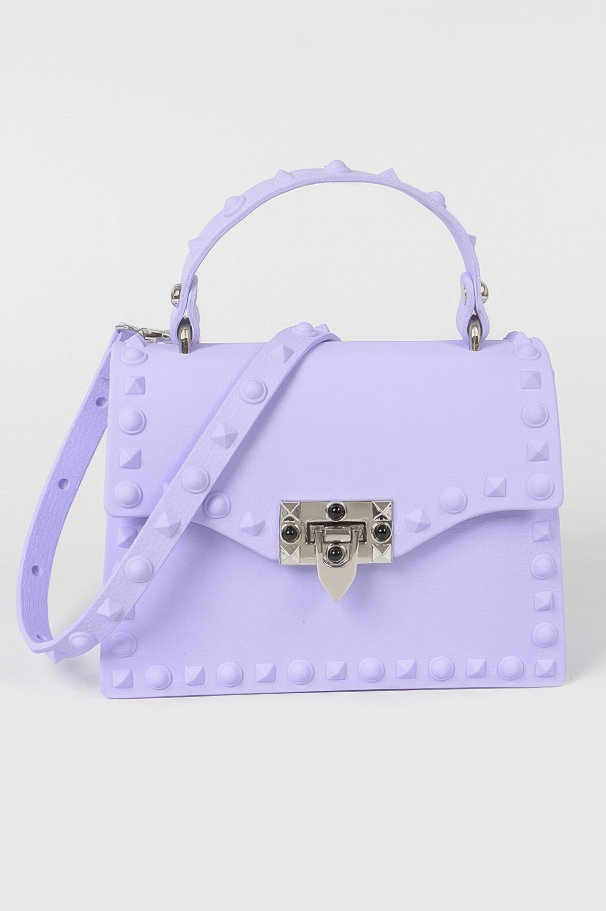 Lavender Monotone Studded Faux Leather Clutch
