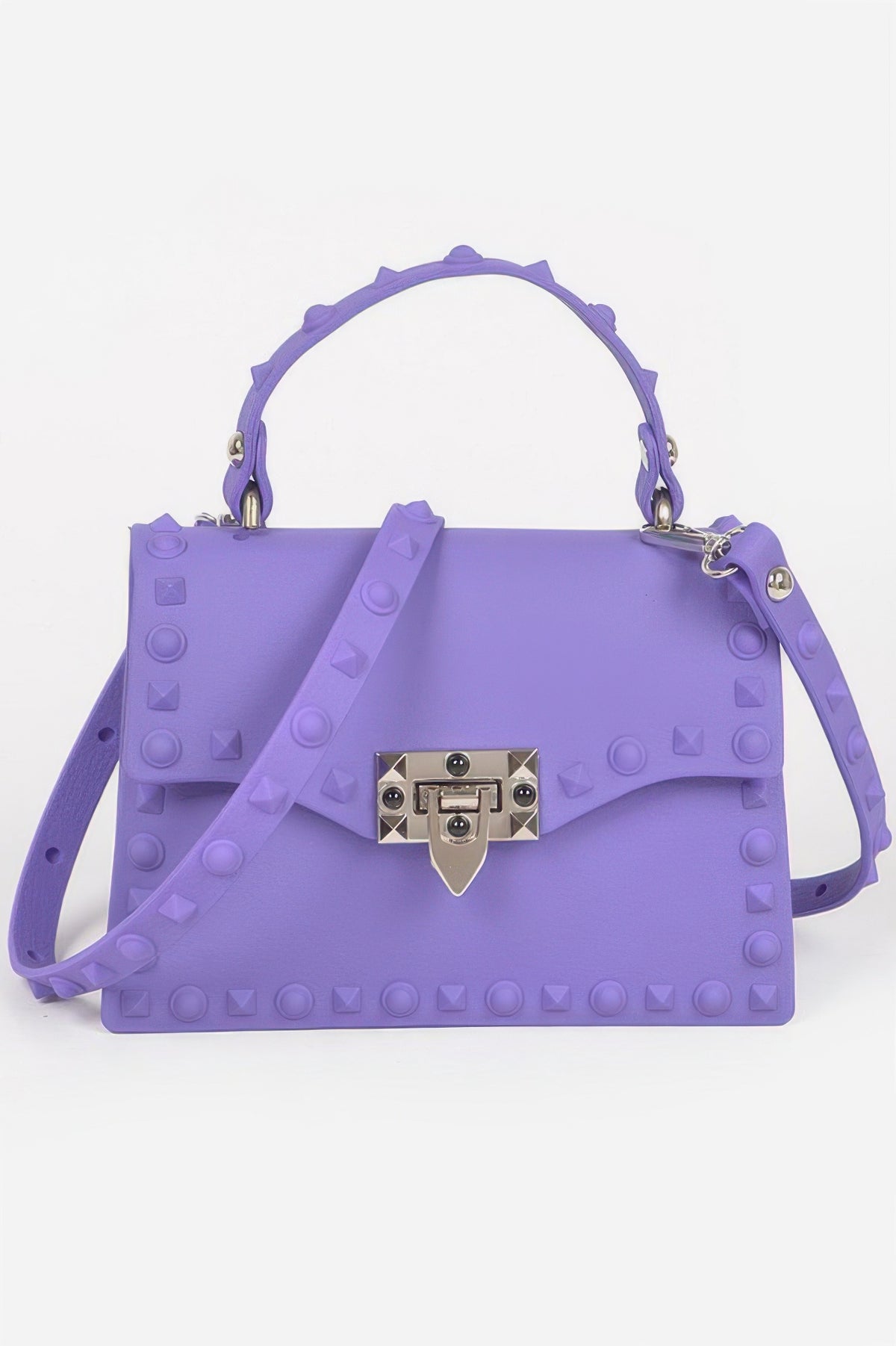 Purple Monotone Studded Faux Leather Clutch