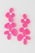 Radiant Pink Flower Drop Earrings