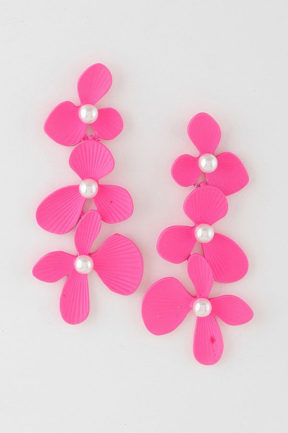 Radiant Pink Flower Drop Earrings