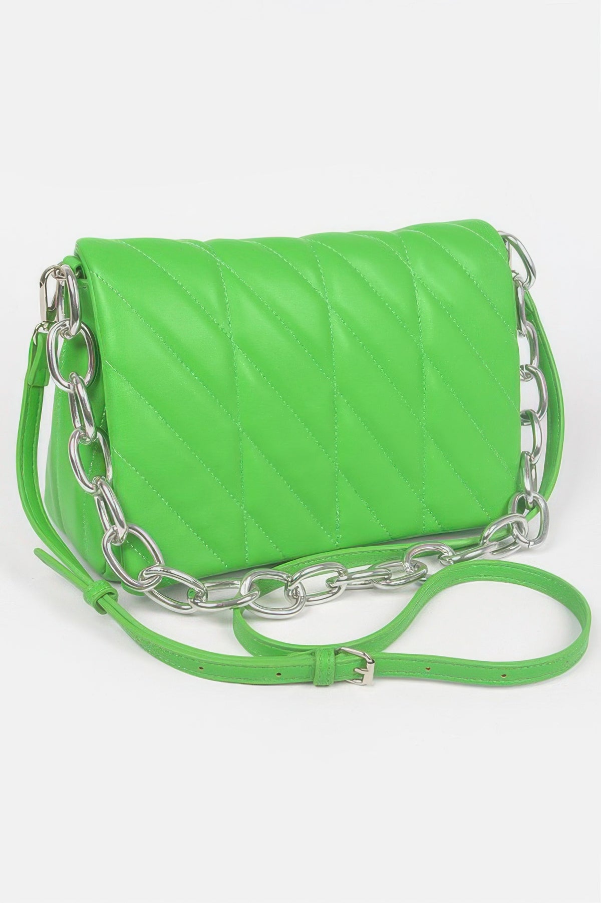 Vibrant green Chic Quilted Chain Shoulder Bag