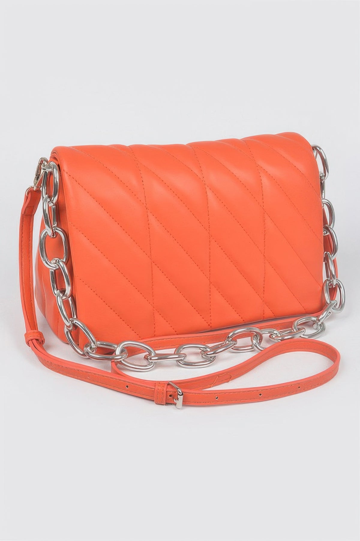 Vibrant orange Chic Quilted Chain Shoulder Bag