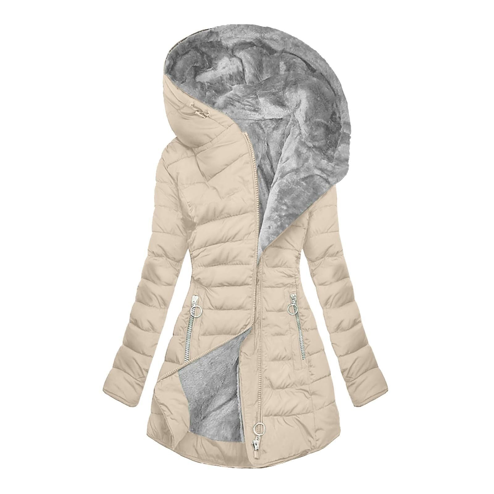 Velvet Whisper: Hooded Long-Sleeved Warm Cotton Puffer Jacket in Bold Hues