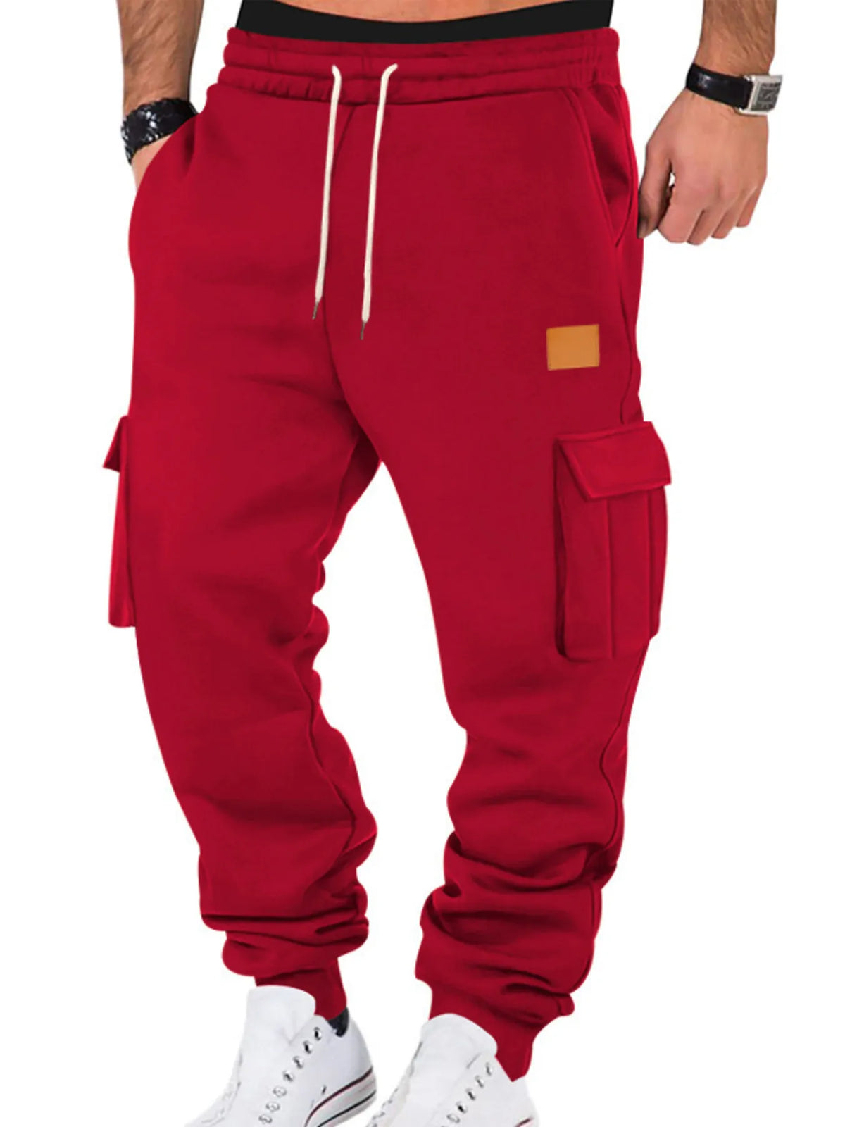 Men's red Drawstring Street Wear Jogger Pants 