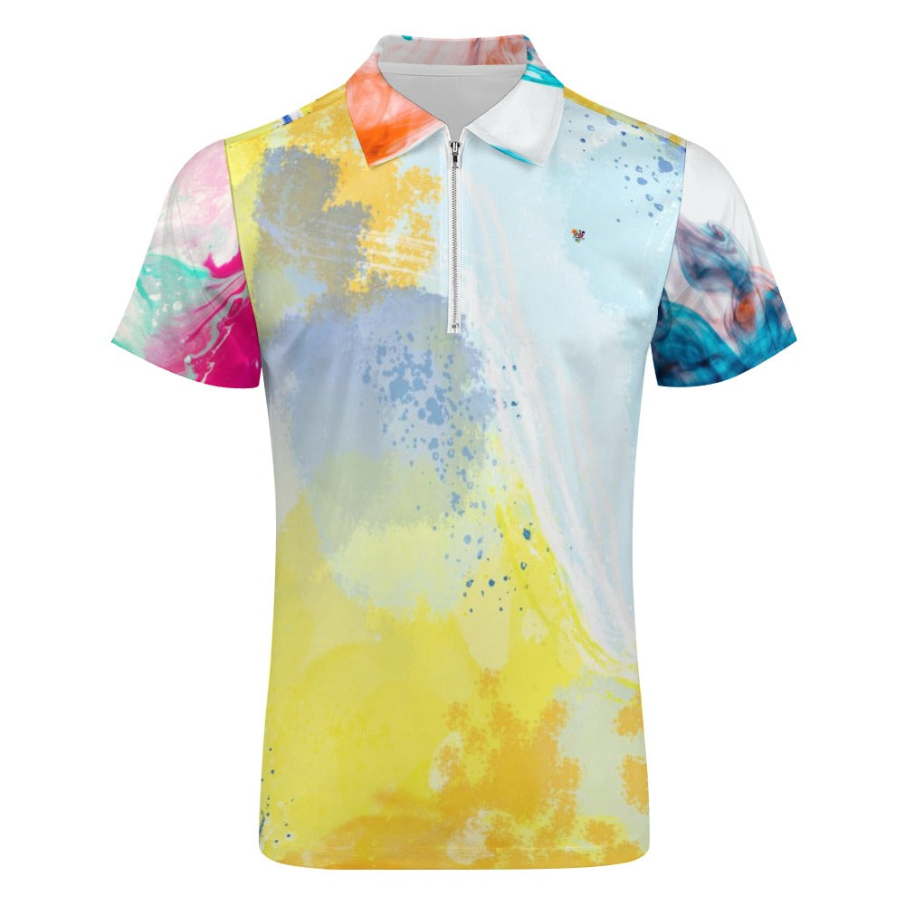 Introducing the BUhmayzing Men's Polo Shirt, a vibrant and stylish addition to your wardrobe. This eye-catching shirt features a colorful abstract design that stands out in any setting. STYLISH VERSATILE: This polo shirt can be worn with any outfit, perfect for pairing with slacks, jeans, and more.