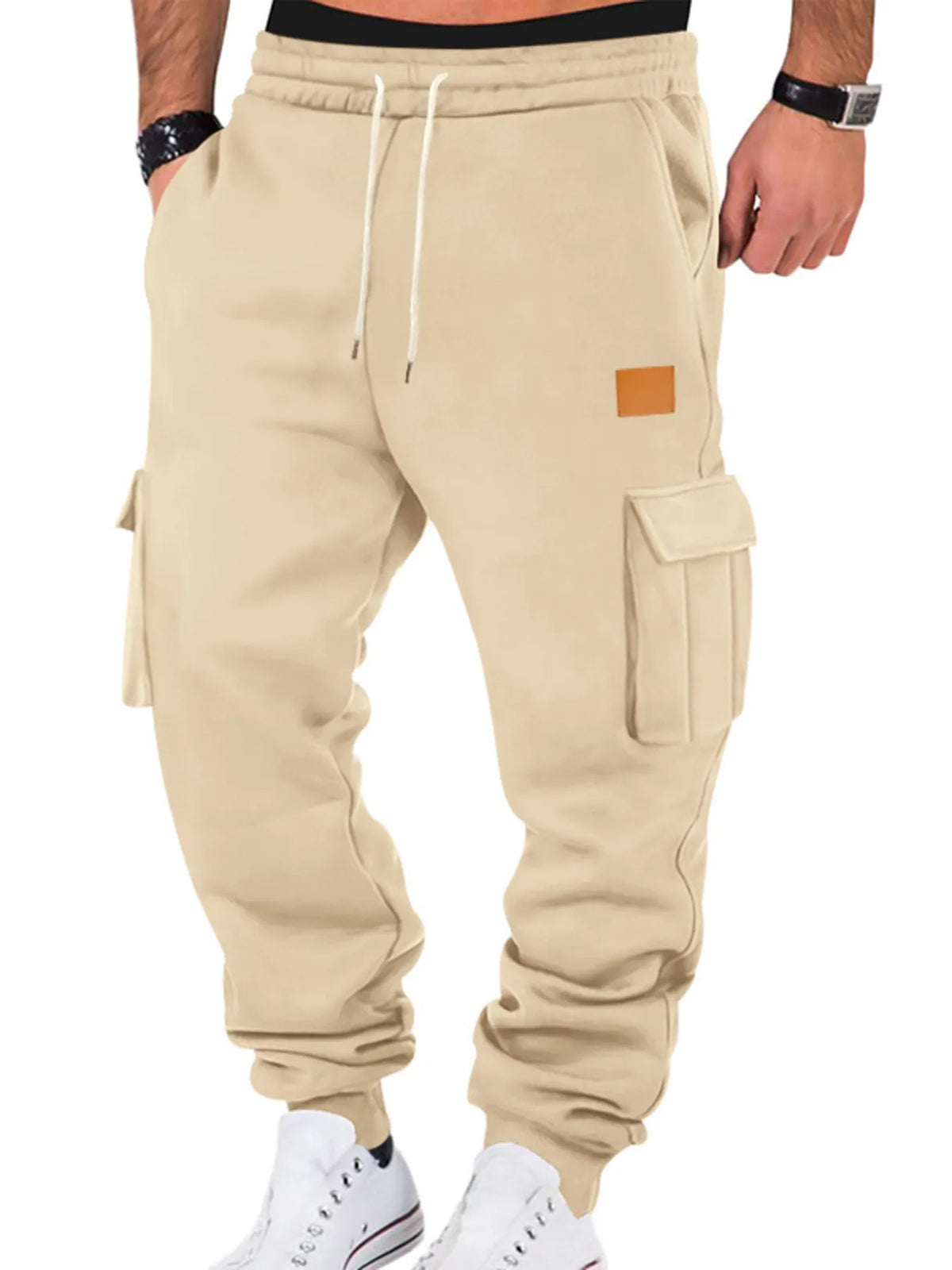 Men's Apricot Drawstring Street Wear Jogger Pants 
