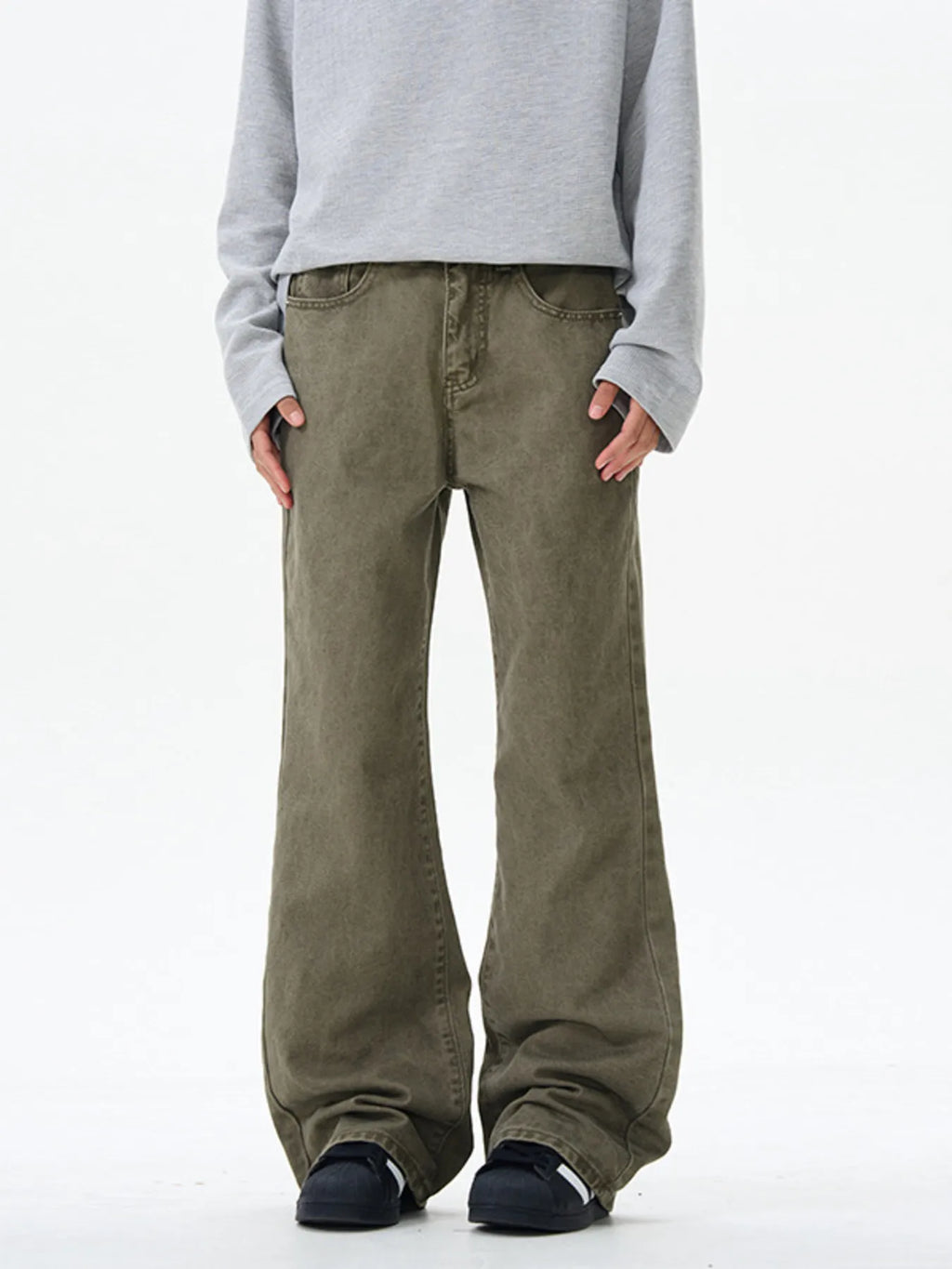 Men's Army Green Streetline Flare Jeans