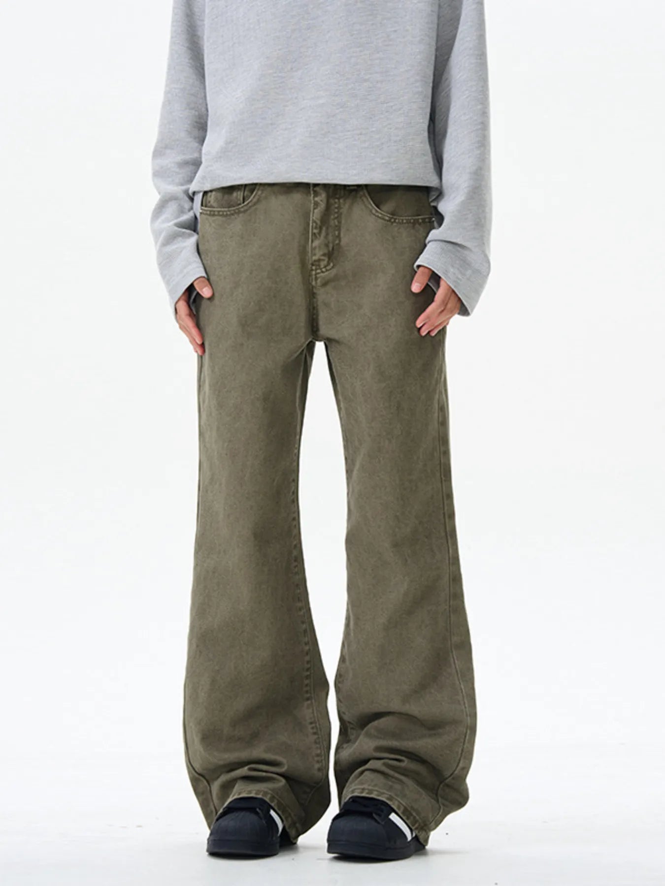 Men's Army Green Streetline Flare Jeans