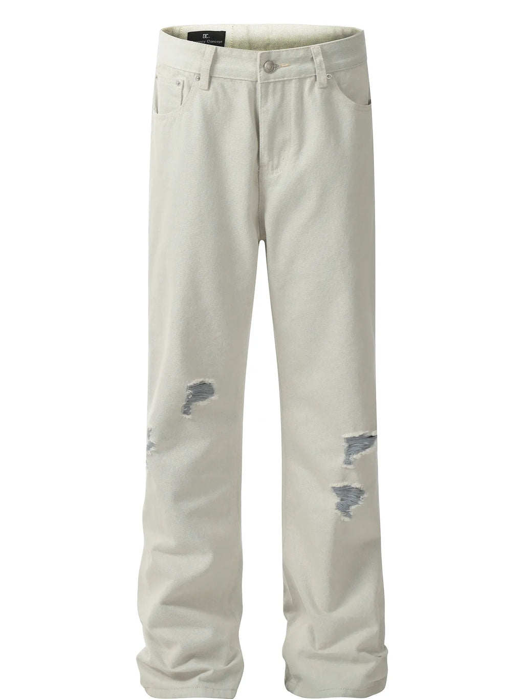 Men's White Distressed Wash Straight Leg Jeans