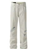 Men's White Distressed Wash Straight Leg Jeans