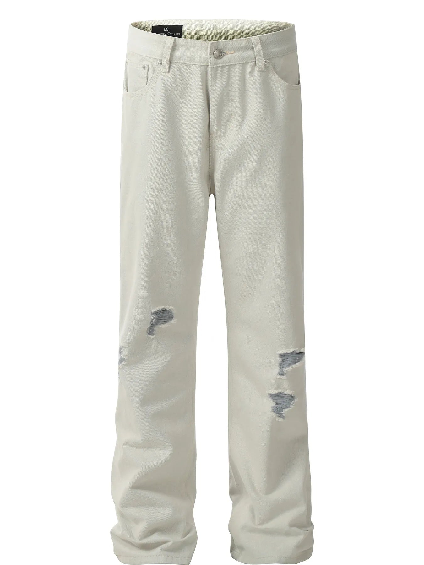 Men's White Distressed Wash Straight Leg Jeans