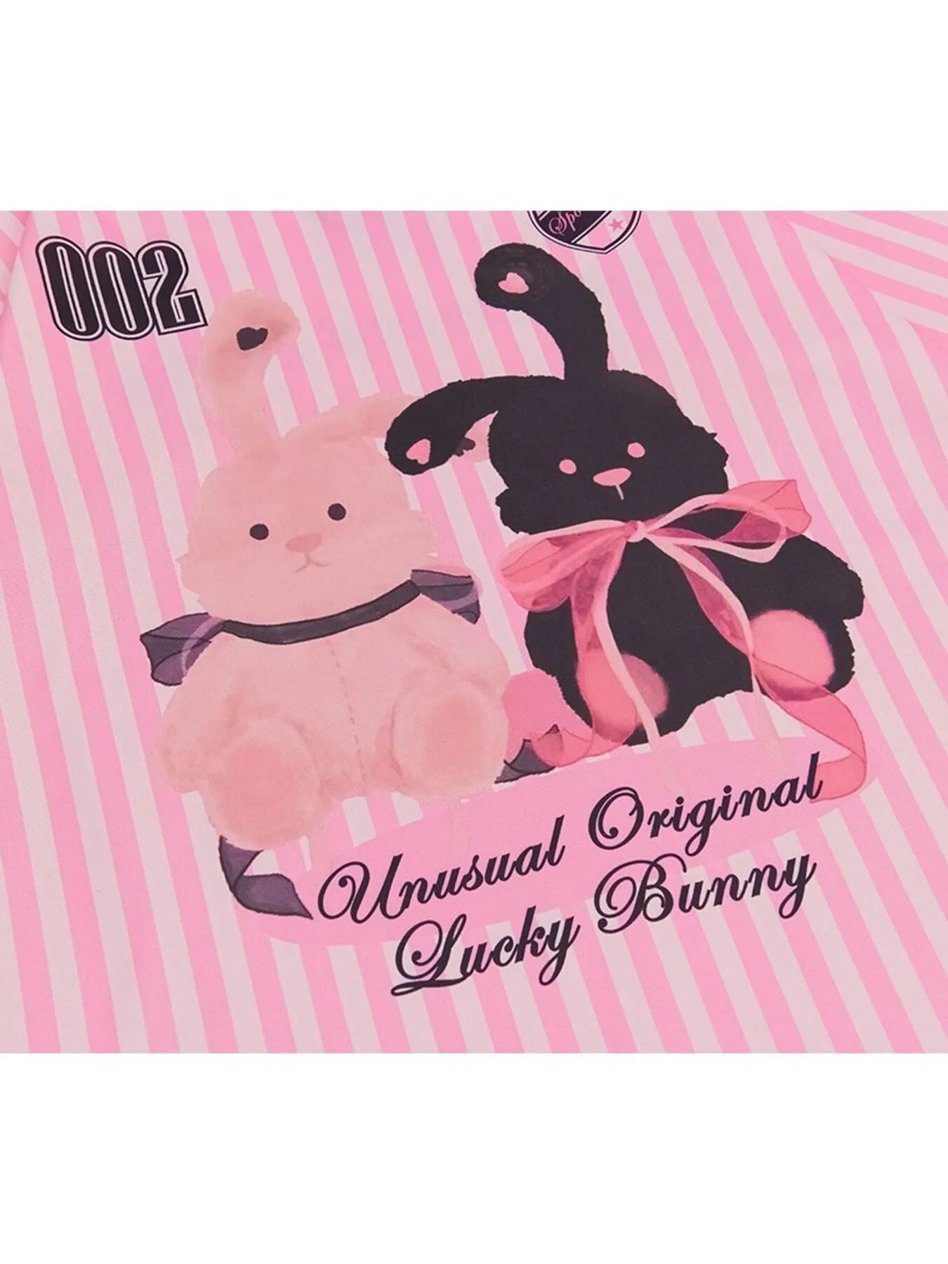Unisex Unusual Original Bunny Baseball Style pink Shirt close up