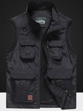 Men's Black colored Fisherman Style Zip Up Vest with Pockets