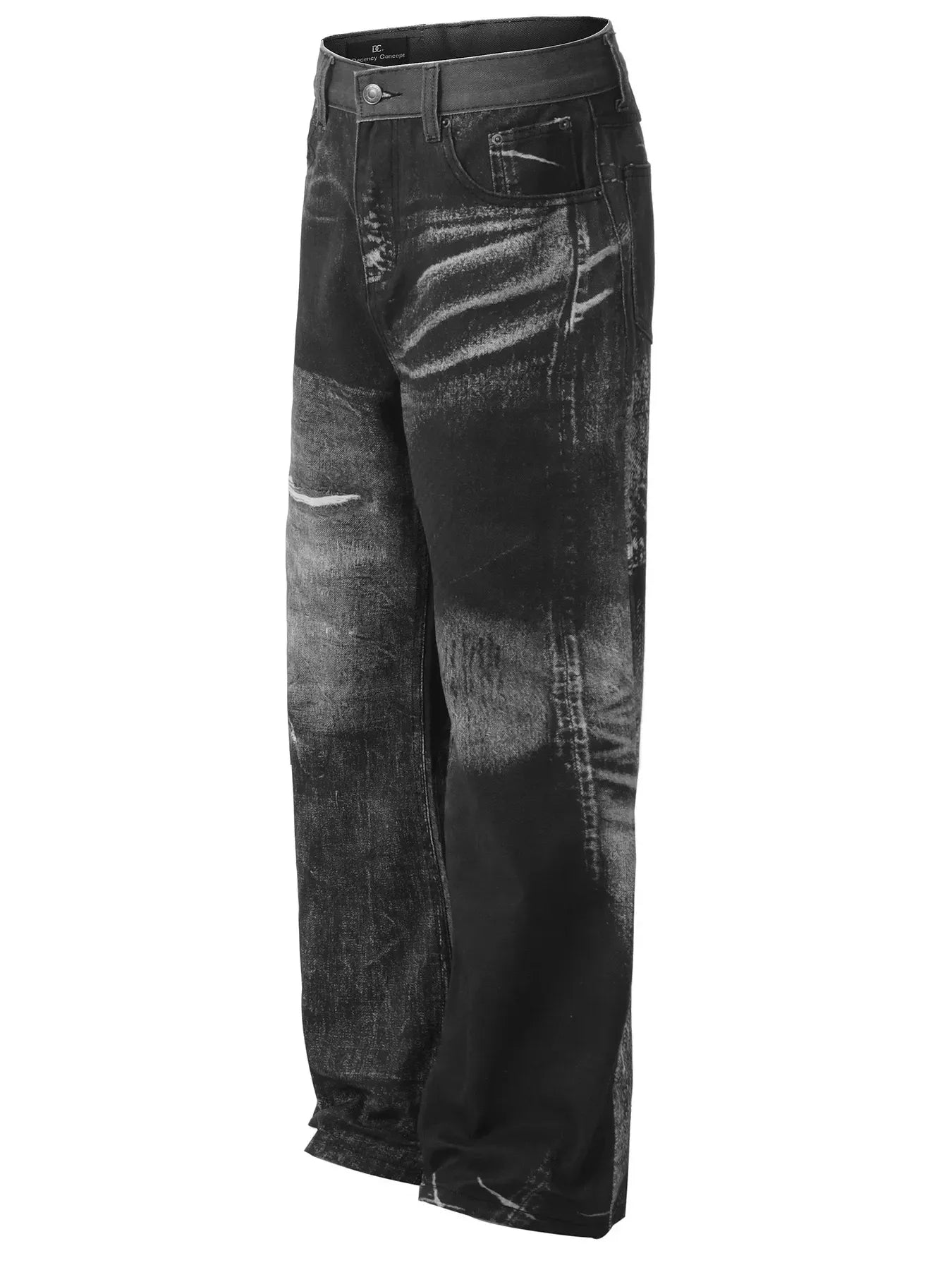 Men's Charcoal Black Faded Detailed Jeans side view
