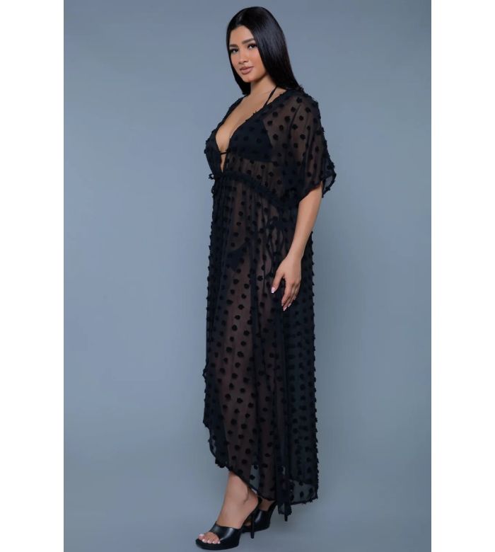  Be Wicked Alice Sheer Polka-Dot Maxi Cover-Up Dress Side