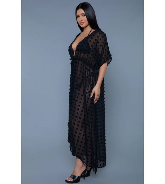  Be Wicked Alice Sheer Polka-Dot Maxi Cover-Up Dress Side