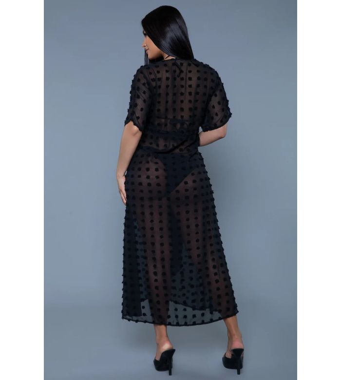 Be Wicked Alice Sheer Polka-Dot Maxi Cover-Up Dress Back