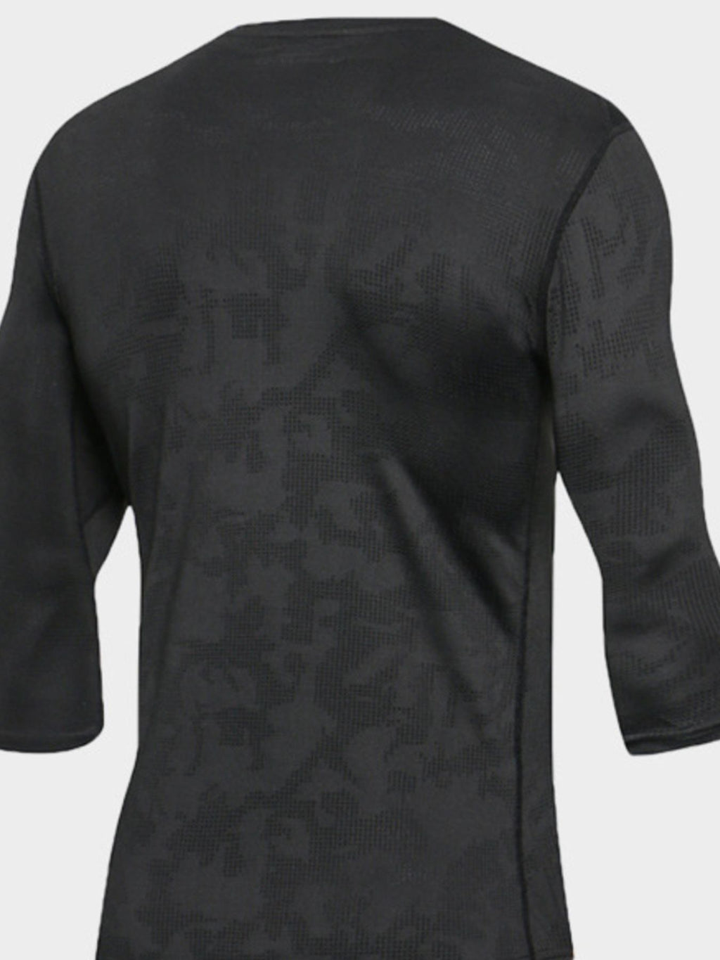 Men's black semi-long sleeve Breathable Round Neck Active T-Shirt back view