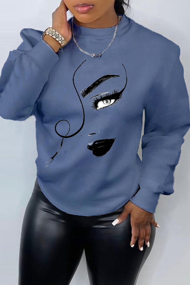 Women's Chic Printed Crew Neck Sweatshirt