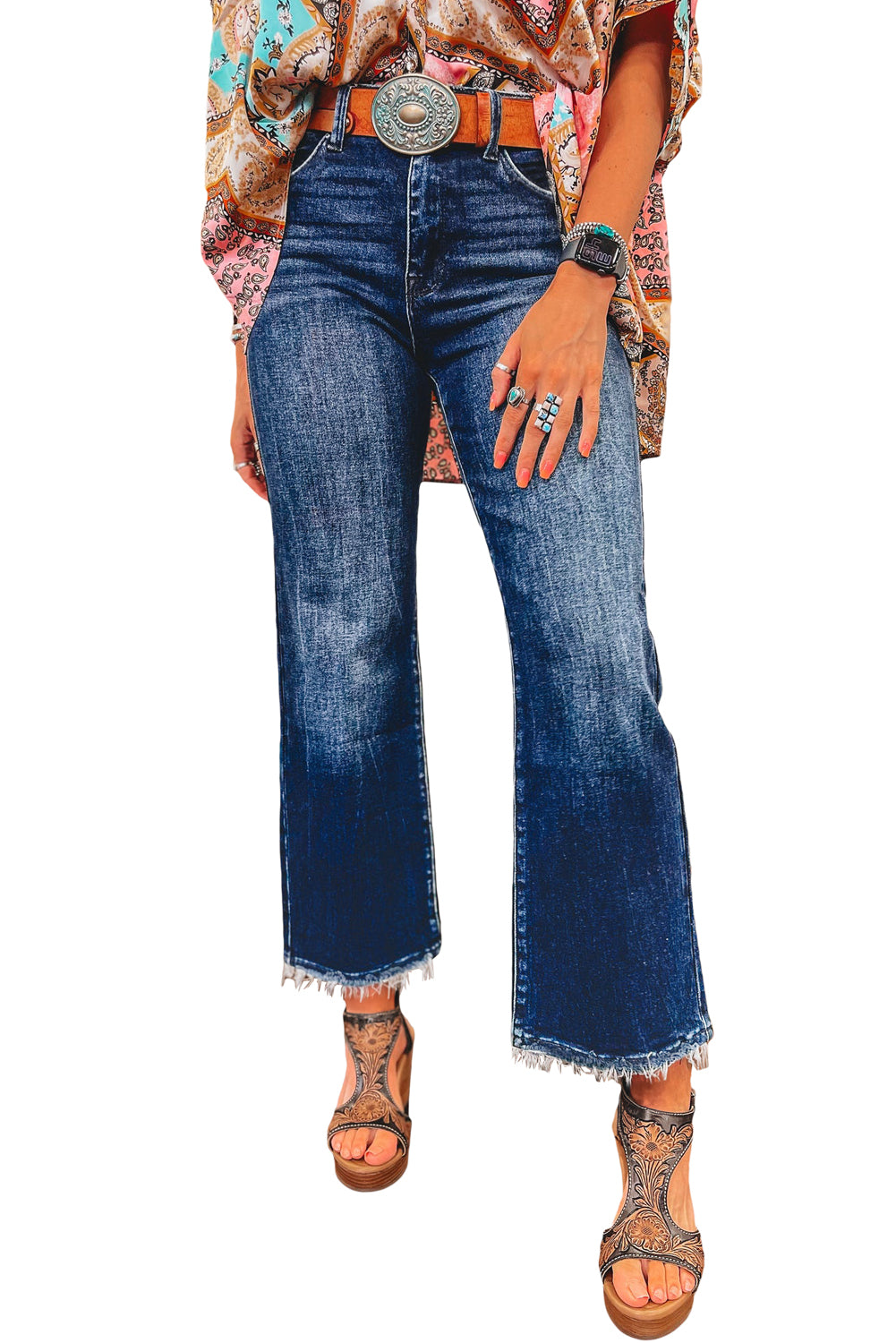 Trendy Frayed Hem Flare Jeans | Stylish Light Wash Denim with High Waist