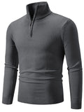 Gray quarter zip long sleeve knit top  