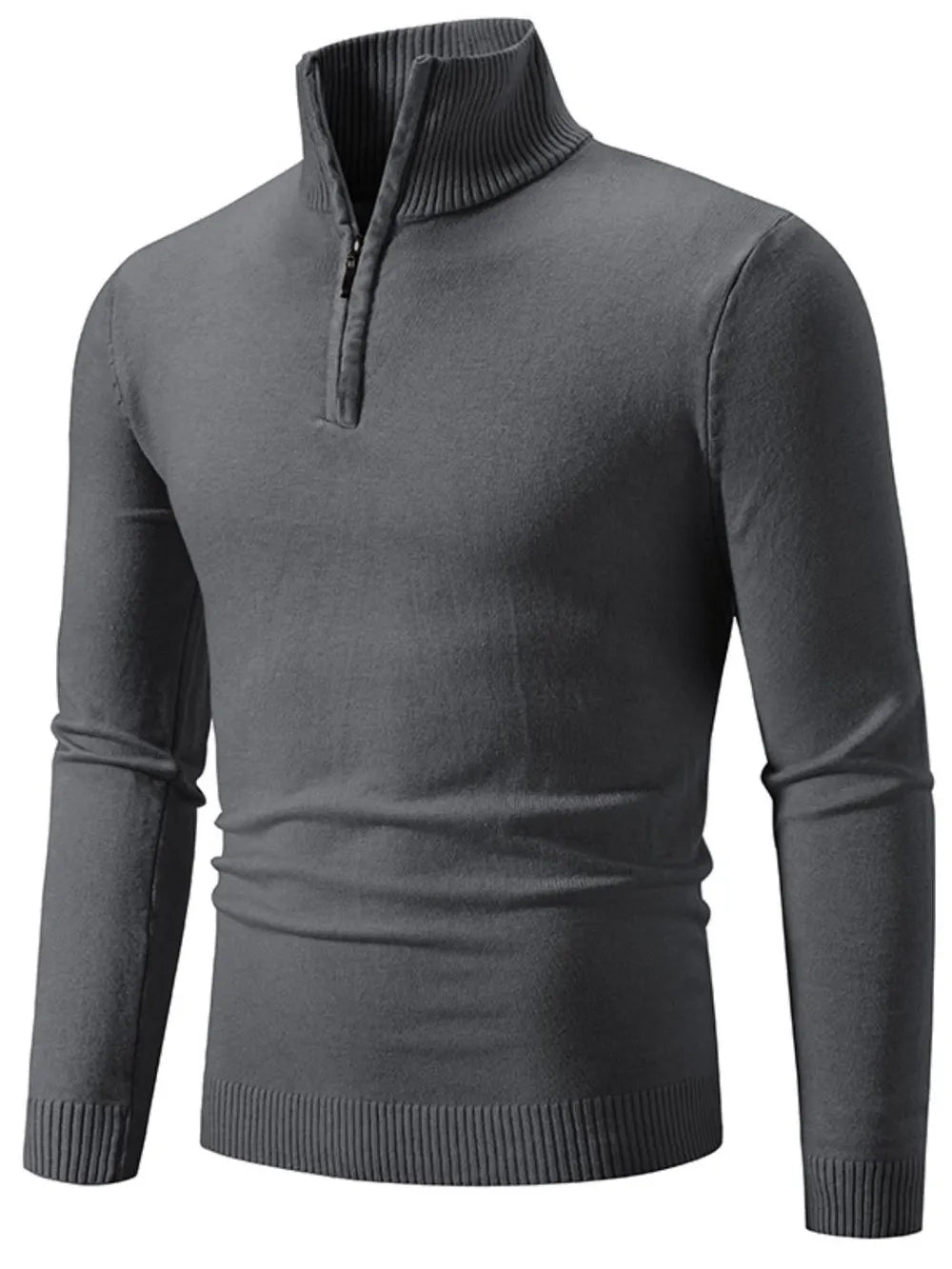 Gray quarter zip long sleeve knit top  