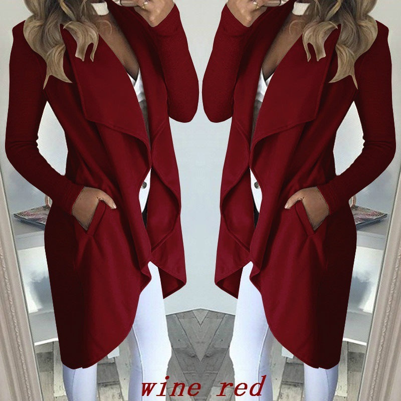 Sleek Silhouette: Polo Collar Slim Fit Long Trench Coat in Timeless Hues