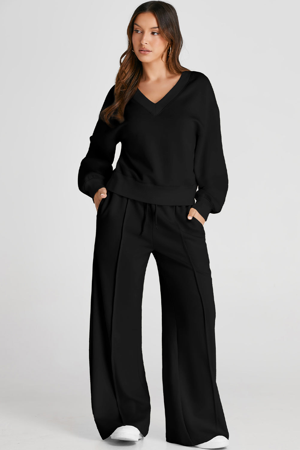 Women's Comfortable Premium V-Neck Long Leisure Sweat Suit