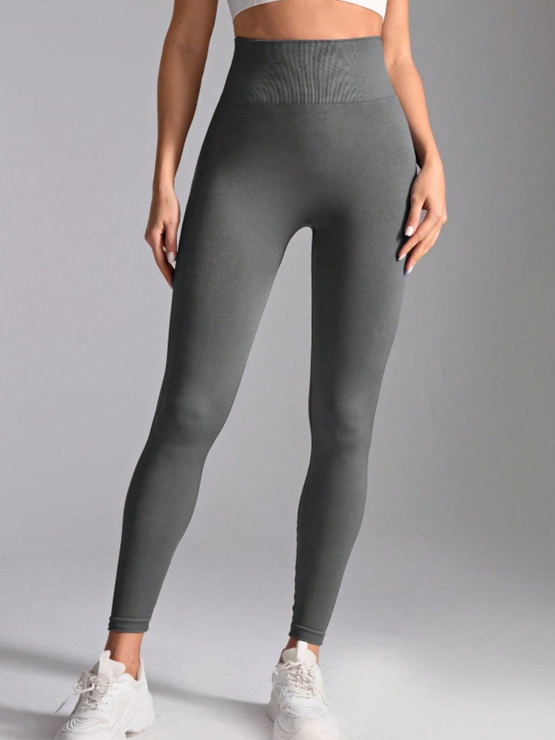 Women's Gray Aerobics High Waist Leggings-Front