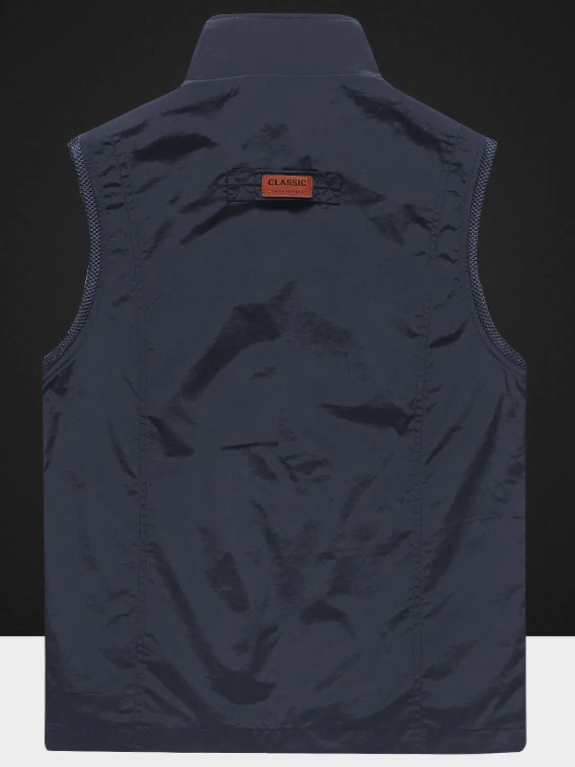 Men's Fisherman Style Zip Up Vest with Pockets back view