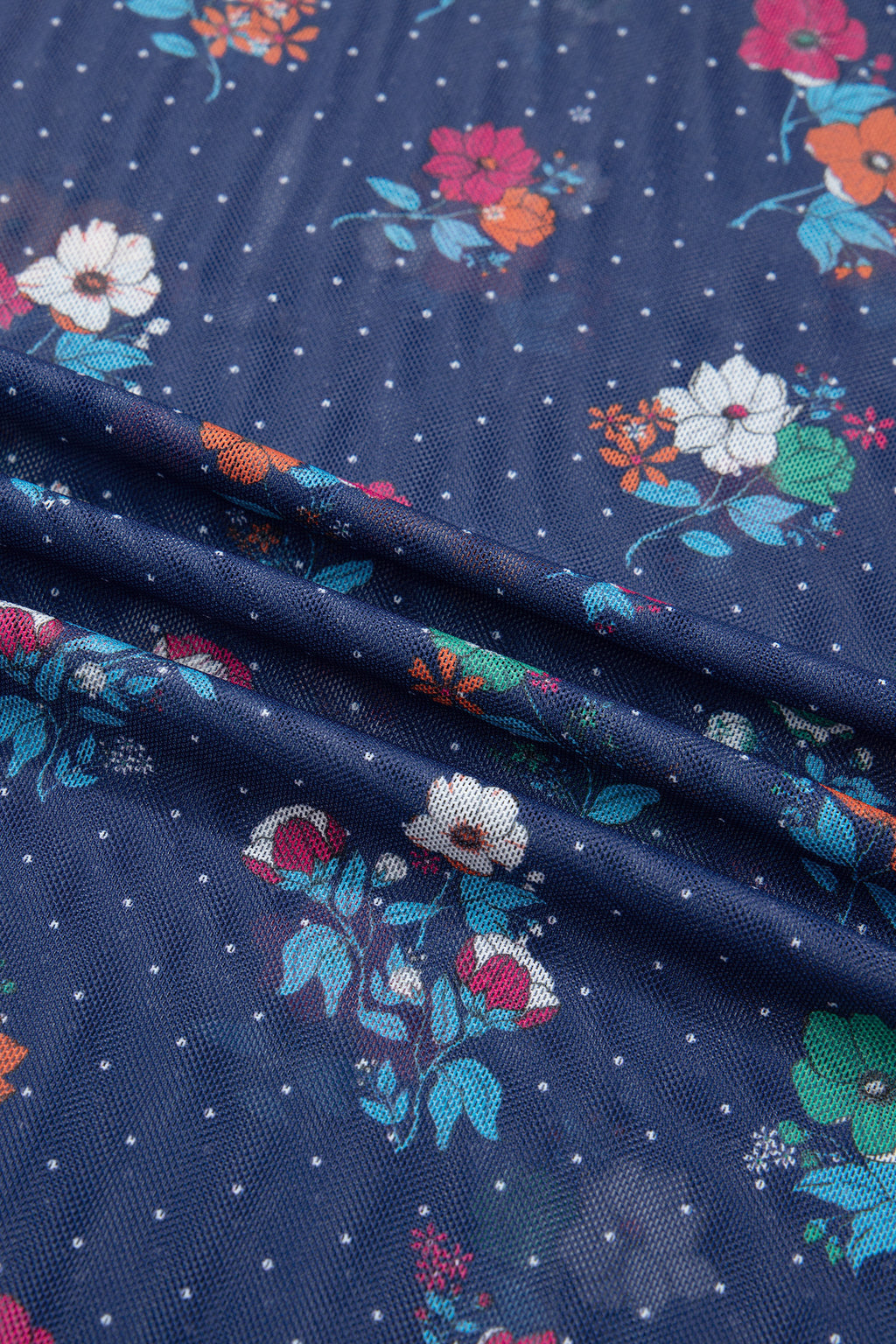 Chic Women's Blue Polka Dot Floral Sheath Top detail cose up view