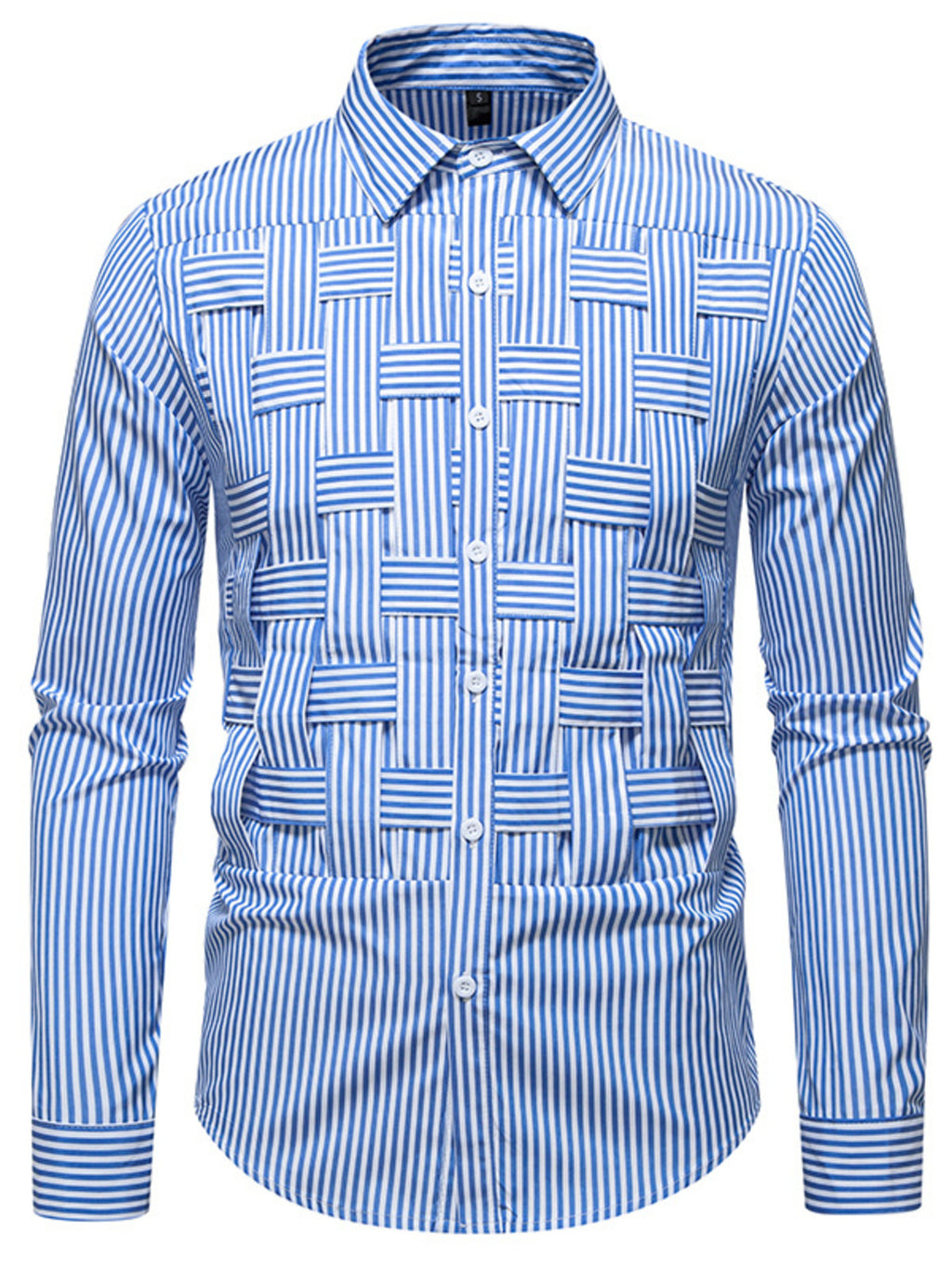 Men's Dynamic Striped Long Sleeve Shirt blue